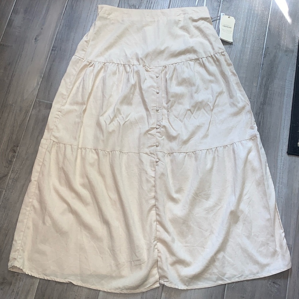 Midnight Sky Linen Blend Long Skirt.